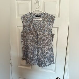 Apt 9  blue and tan leopard print top